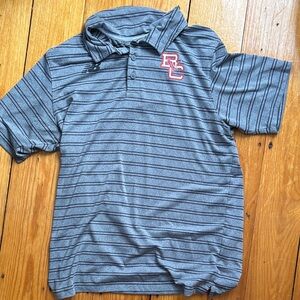 Gray Striped Polo Shirt with Logo